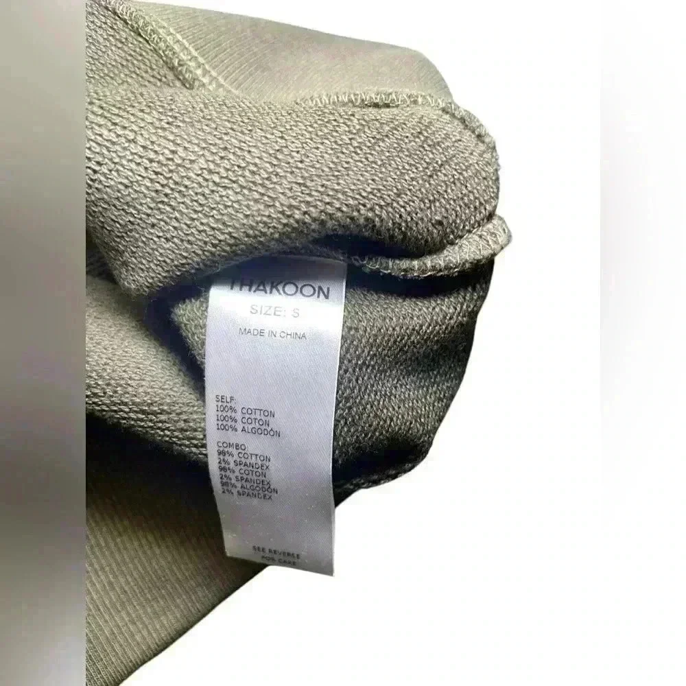 Thakoon Deep Olive V-Neck Cotton Sweatshirt Size Small NWT